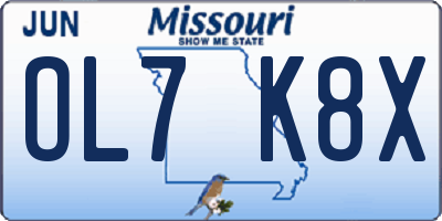 MO license plate OL7K8X