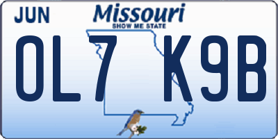 MO license plate OL7K9B