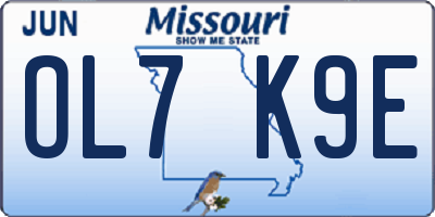 MO license plate OL7K9E