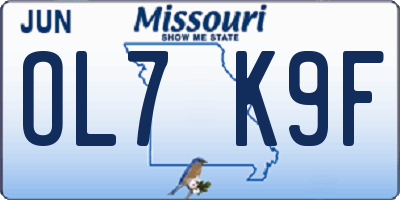 MO license plate OL7K9F