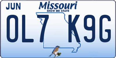 MO license plate OL7K9G