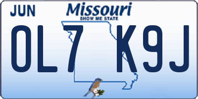 MO license plate OL7K9J