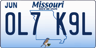 MO license plate OL7K9L