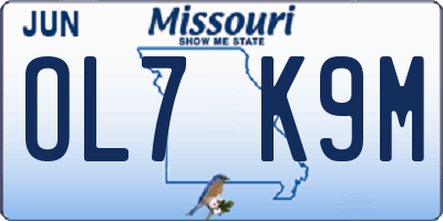MO license plate OL7K9M
