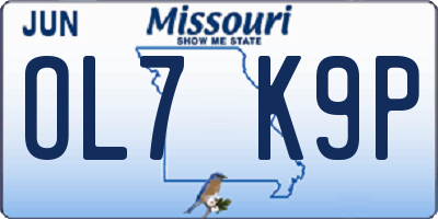 MO license plate OL7K9P