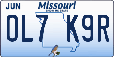 MO license plate OL7K9R