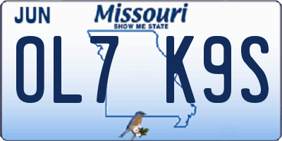 MO license plate OL7K9S
