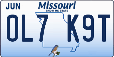 MO license plate OL7K9T