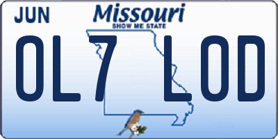 MO license plate OL7L0D