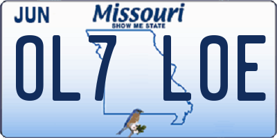 MO license plate OL7L0E