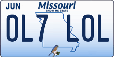 MO license plate OL7L0L