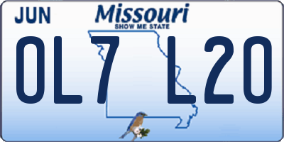MO license plate OL7L2O