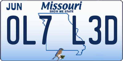 MO license plate OL7L3D