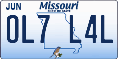 MO license plate OL7L4L