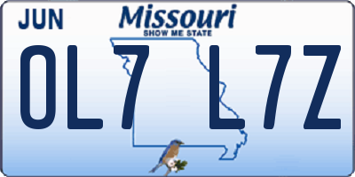 MO license plate OL7L7Z