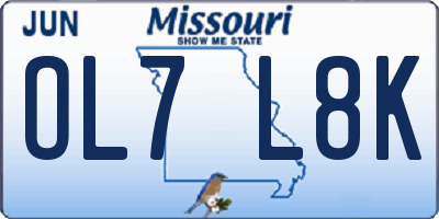MO license plate OL7L8K