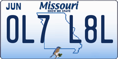 MO license plate OL7L8L