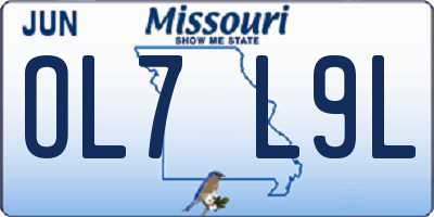 MO license plate OL7L9L