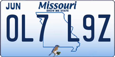 MO license plate OL7L9Z