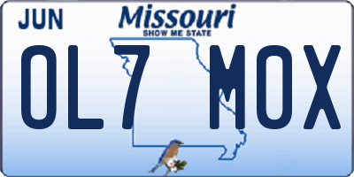 MO license plate OL7M0X