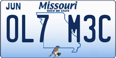 MO license plate OL7M3C
