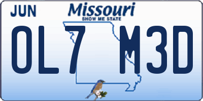 MO license plate OL7M3D
