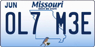 MO license plate OL7M3E