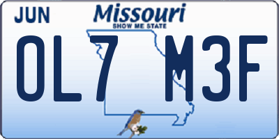 MO license plate OL7M3F