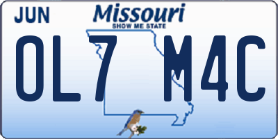 MO license plate OL7M4C