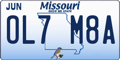 MO license plate OL7M8A