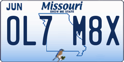 MO license plate OL7M8X