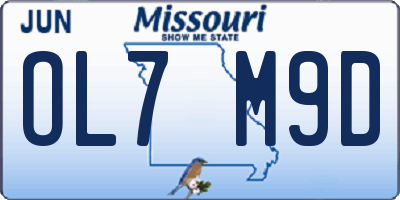 MO license plate OL7M9D