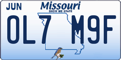 MO license plate OL7M9F