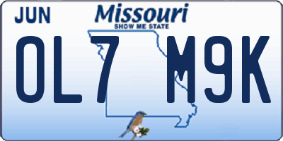 MO license plate OL7M9K