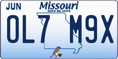 MO license plate OL7M9X