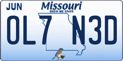 MO license plate OL7N3D