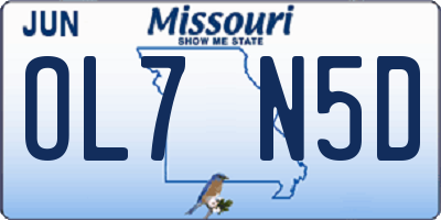 MO license plate OL7N5D