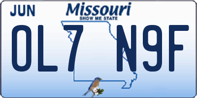 MO license plate OL7N9F