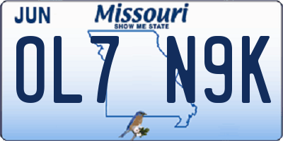 MO license plate OL7N9K