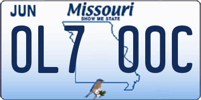 MO license plate OL7O0C