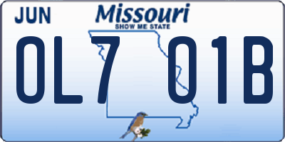 MO license plate OL7O1B