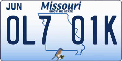MO license plate OL7O1K