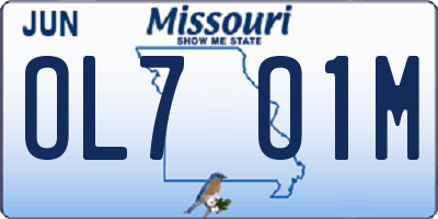 MO license plate OL7O1M