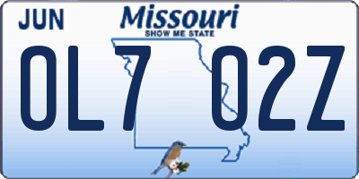 MO license plate OL7O2Z