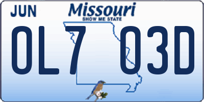 MO license plate OL7O3D
