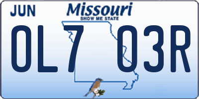 MO license plate OL7O3R