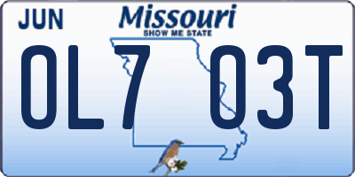 MO license plate OL7O3T