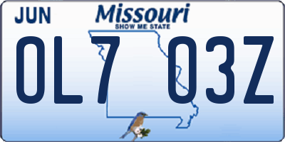 MO license plate OL7O3Z