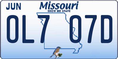 MO license plate OL7O7D