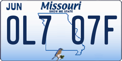 MO license plate OL7O7F
